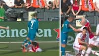 Drama i pokalfinale: Ajax-spiller fældes og raser op med skub