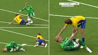 Vallys tackler FCN-keeper: Vrider sig i smerter