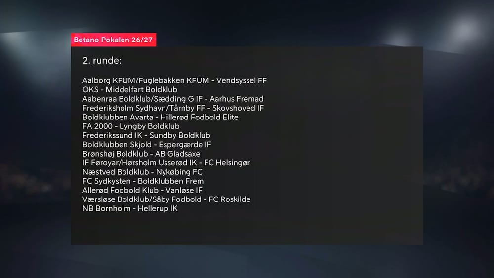 Her er alle opgør i 2. runde af Betano Pokalen