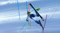 Voldsomt: Slalomløber fra San Marino i stort styrt