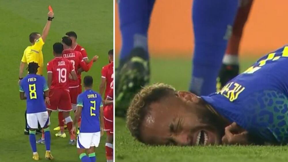 'Han får det til at se ud som om benet nærmest skal amputeres' - Rødt kort til Tunesien, men Neymar er hurtigt klar igen