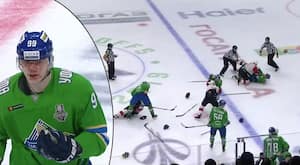 Er det her sport: Ultrabrutalt ishockey-opgør slutter med voldsomt slagsmål